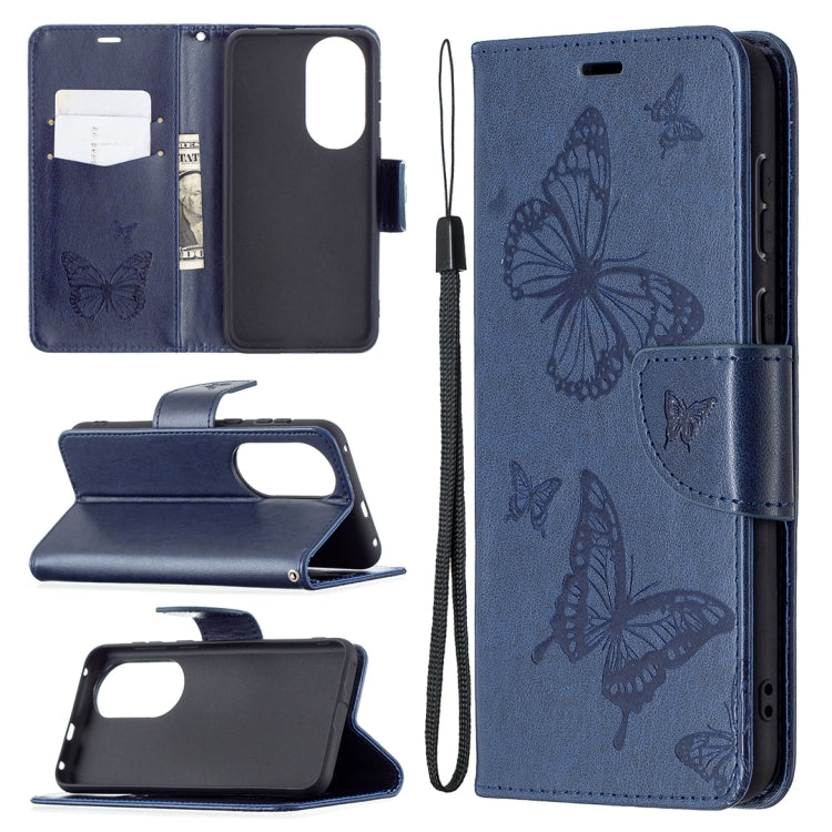 Two Butterflies Embossing Pattern Horizontal Flip Leather Case with Holder & Card Slot & Wallet & Lanyard, For LG K42, For Xiaomi Redmi Note 10 Pro, For Huawei P50, For Huawei P50 Pro, For Samsung Galaxy A32 4G