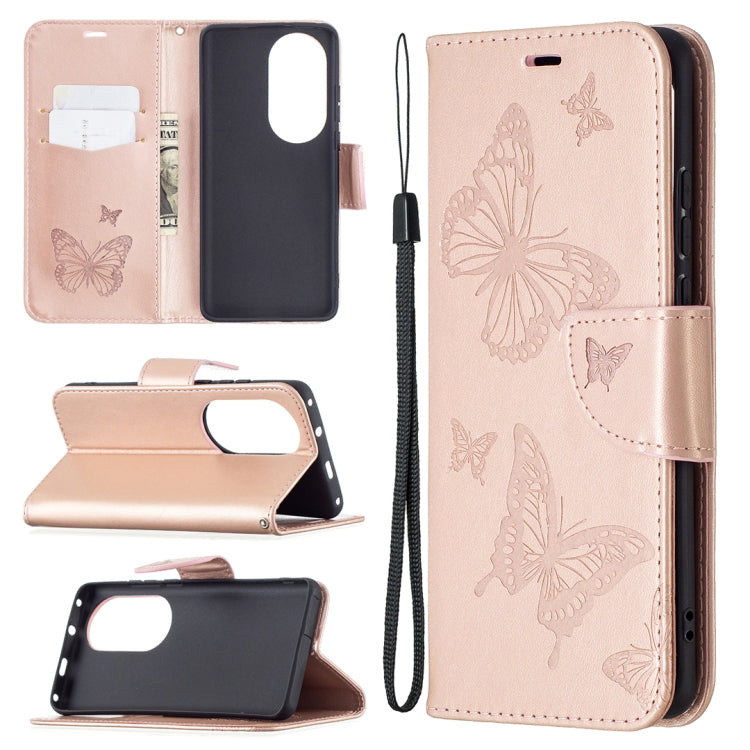 Two Butterflies Embossing Pattern Horizontal Flip Leather Case with Holder & Card Slot & Wallet & Lanyard, For LG K42, For Xiaomi Redmi Note 10 Pro, For Huawei P50, For Huawei P50 Pro, For Samsung Galaxy A32 4G