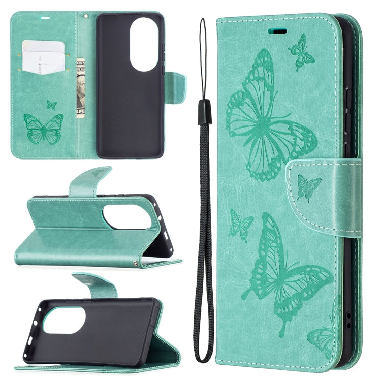 Two Butterflies Embossing Pattern Horizontal Flip Leather Case with Holder & Card Slot & Wallet & Lanyard, For LG K42, For Xiaomi Redmi Note 10 Pro, For Huawei P50, For Huawei P50 Pro, For Samsung Galaxy A32 4G