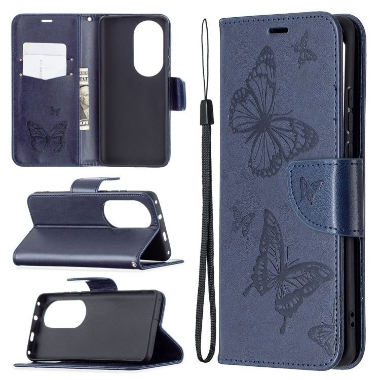 Two Butterflies Embossing Pattern Horizontal Flip Leather Case with Holder & Card Slot & Wallet & Lanyard, For LG K42, For Xiaomi Redmi Note 10 Pro, For Huawei P50, For Huawei P50 Pro, For Samsung Galaxy A32 4G
