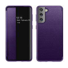Load image into Gallery viewer, Magnetic Side Window View Shockproof Horizontal Flip Leather Case, For Samsung Galaxy S21 5G, For Samsung Galaxy S21+ 5G, For Samsung Galaxy S21 Ultra 5G, For Samsung Galaxy A12, For Samsung Galaxy S20 FE