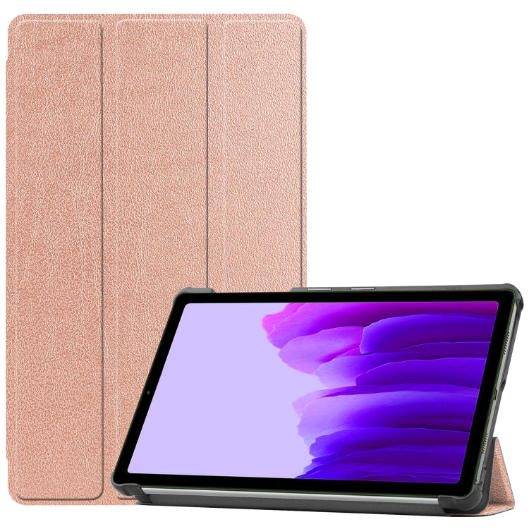 Custer Pattern Pure Color Horizontal Flip Leather Case with Three-folding Holder, For Samsung Galaxy Tab A7 Lite T225