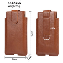 Load image into Gallery viewer, Universal Cow Leather Vertical Mobile Phone Leather Case Waist Bag For 5.5-6.5 inch and Below Phones, For 5.5-6.5 inch and Below Phones