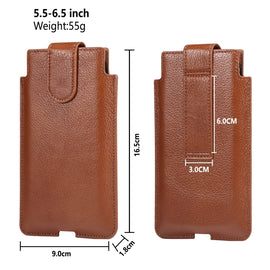 Universal Cow Leather Vertical Mobile Phone Leather Case Waist Bag For 5.5-6.5 inch and Below Phones, For 5.5-6.5 inch and Below Phones