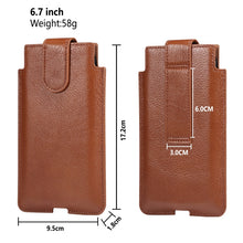 Load image into Gallery viewer, Universal Cow Leather Vertical Mobile Phone Leather Case Waist Bag For 7.2 inch and Below Phones, For 6.7 inch and Below Phones