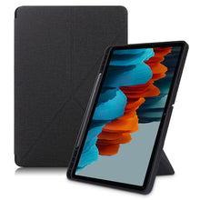 Load image into Gallery viewer, Cloth Texture Multi-folding Horizontal Flip PU Leather Shockproof Case with Holder &amp; Sleep / Wake-up Function, For Samsung Galaxy Tab S8+ / Tab S8 Plus /  Tab S7 FE / Tab S7+ T970 / T975, For Samsung Galaxy Tab S8 / Galaxy Tab S7 T870                  ...