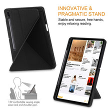 Load image into Gallery viewer, Cloth Texture Multi-folding Horizontal Flip PU Leather Shockproof Case with Holder &amp; Sleep / Wake-up Function, For Samsung Galaxy Tab S8+ / Tab S8 Plus /  Tab S7 FE / Tab S7+ T970 / T975, For Samsung Galaxy Tab S8 / Galaxy Tab S7 T870                  ...