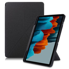 Load image into Gallery viewer, Cloth Texture Multi-folding Horizontal Flip PU Leather Shockproof Case with Holder &amp; Sleep / Wake-up Function, For Samsung Galaxy Tab S8+ / Tab S8 Plus /  Tab S7 FE / Tab S7+ T970 / T975, For Samsung Galaxy Tab S8 / Galaxy Tab S7 T870                  ...