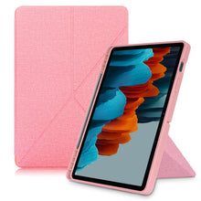 Load image into Gallery viewer, Cloth Texture Multi-folding Horizontal Flip PU Leather Shockproof Case with Holder &amp; Sleep / Wake-up Function, For Samsung Galaxy Tab S8+ / Tab S8 Plus /  Tab S7 FE / Tab S7+ T970 / T975, For Samsung Galaxy Tab S8 / Galaxy Tab S7 T870                  ...