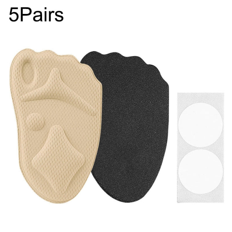 5 Pairs 085 Multi-function High Heels Soft Breathable 4D Sponge Forefoot Pad, 085 (Black), 085 (Skin Color)