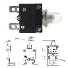 Load image into Gallery viewer, L2 Series 50V Car Overload Protector Manual Reset DC Circuit Breaker with Waterproof Cover, 5A, 10A, 15A, 20A, 30A