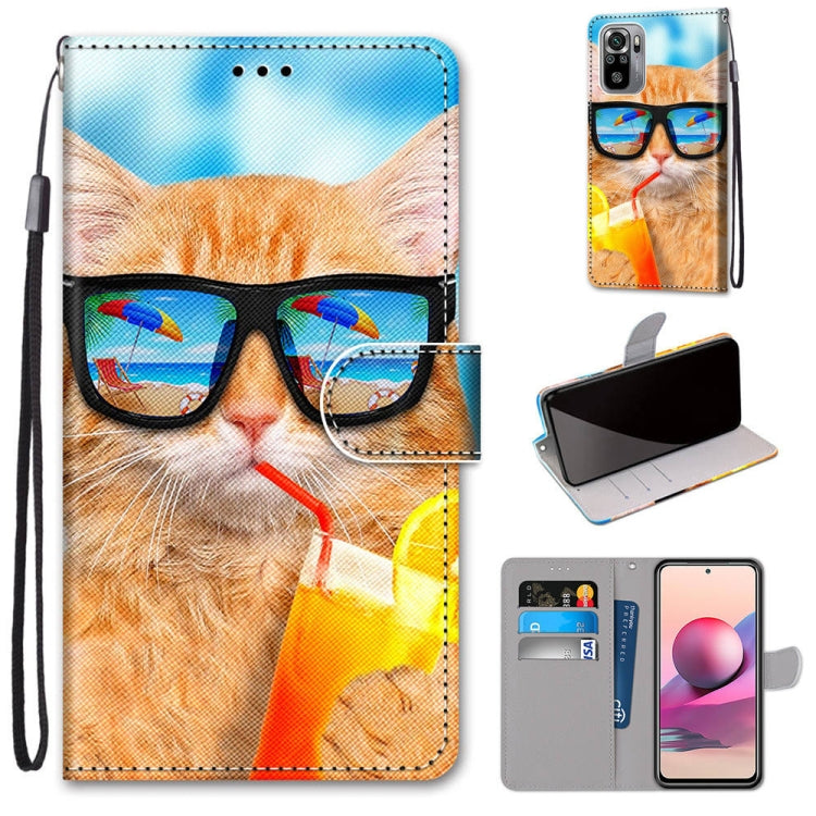 Coloured Drawing Cross Texture Horizontal Flip PU Leather Case with Holder & Card Slots & Wallet & Lanyard, For Xiaomi Redmi Note 10 4G / Note 10s, For Xiaomi Redmi Note 10 5G