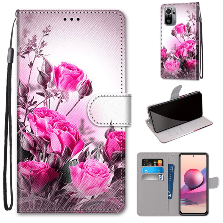 Coloured Drawing Cross Texture Horizontal Flip PU Leather Case with Holder & Card Slots & Wallet & Lanyard, For Xiaomi Redmi Note 10 4G / Note 10s, For Xiaomi Redmi Note 10 5G