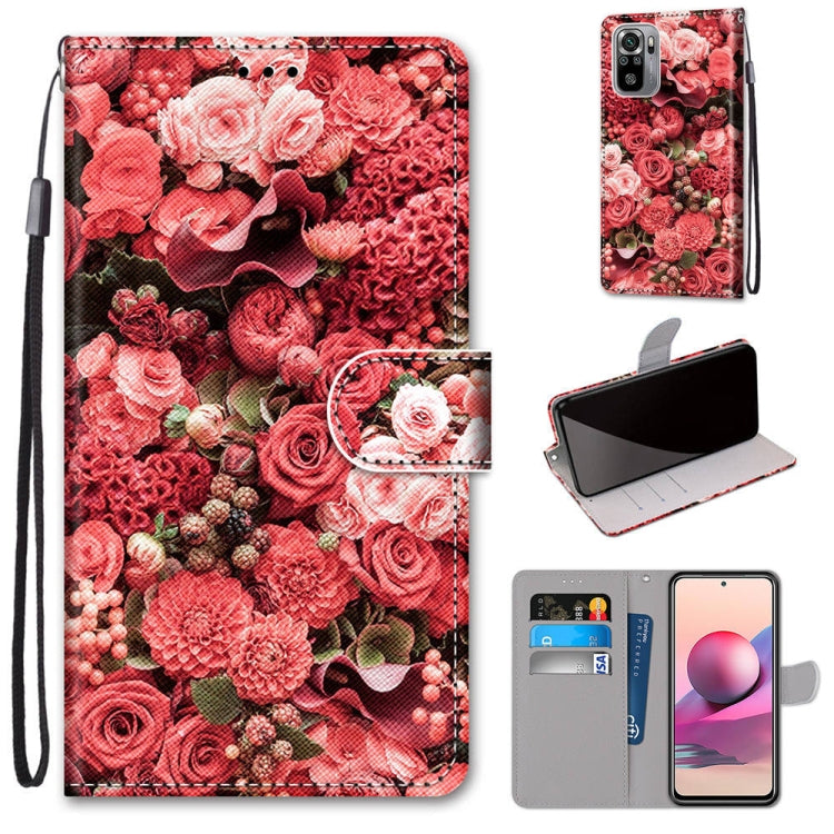 Coloured Drawing Cross Texture Horizontal Flip PU Leather Case with Holder & Card Slots & Wallet & Lanyard, For Xiaomi Redmi Note 10 4G / Note 10s, For Xiaomi Redmi Note 10 5G