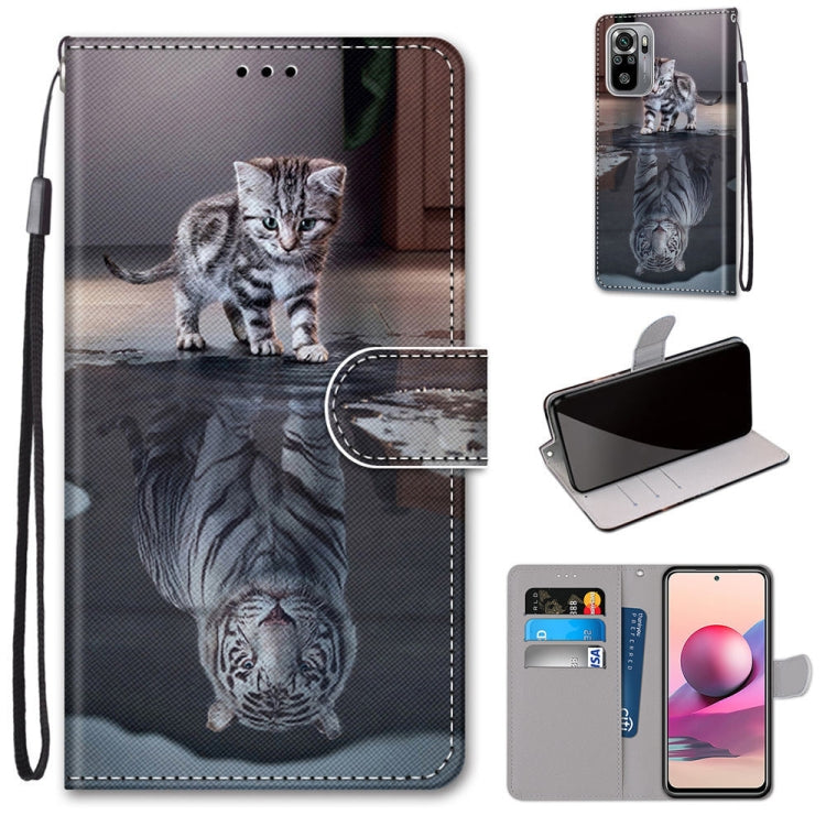 Coloured Drawing Cross Texture Horizontal Flip PU Leather Case with Holder & Card Slots & Wallet & Lanyard, For Xiaomi Redmi Note 10 4G / Note 10s, For Xiaomi Redmi Note 10 5G