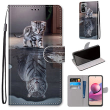 Load image into Gallery viewer, Coloured Drawing Cross Texture Horizontal Flip PU Leather Case with Holder &amp; Card Slots &amp; Wallet &amp; Lanyard, For Xiaomi Redmi Note 10 4G / Note 10s, For Xiaomi Redmi Note 10 5G