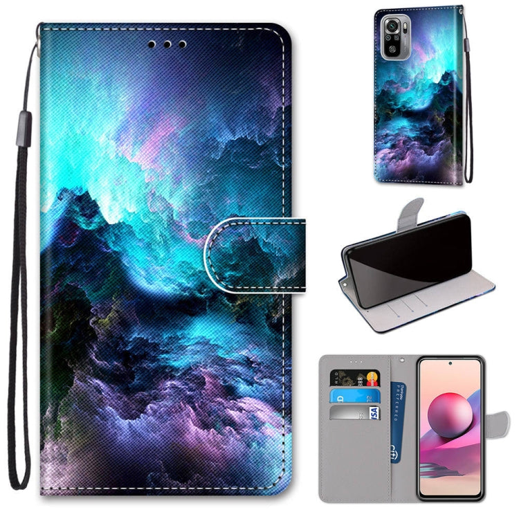 Coloured Drawing Cross Texture Horizontal Flip PU Leather Case with Holder & Card Slots & Wallet & Lanyard, For Xiaomi Redmi Note 10 4G / Note 10s, For Xiaomi Redmi Note 10 5G