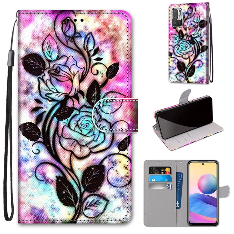 Coloured Drawing Cross Texture Horizontal Flip PU Leather Case with Holder & Card Slots & Wallet & Lanyard, For Xiaomi Redmi Note 10 4G / Note 10s, For Xiaomi Redmi Note 10 5G