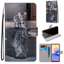 Load image into Gallery viewer, Coloured Drawing Cross Texture Horizontal Flip PU Leather Case with Holder &amp; Card Slots &amp; Wallet &amp; Lanyard, For Xiaomi Redmi Note 10 4G / Note 10s, For Xiaomi Redmi Note 10 5G