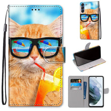 Load image into Gallery viewer, Coloured Drawing Cross Texture Horizontal Flip PU Leather Case with Holder &amp; Card Slots &amp; Wallet &amp; Lanyard, For Samsung Galaxy F62 / M62, For Samsung Galaxy S21 FE