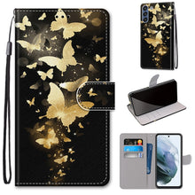 Load image into Gallery viewer, Coloured Drawing Cross Texture Horizontal Flip PU Leather Case with Holder &amp; Card Slots &amp; Wallet &amp; Lanyard, For Samsung Galaxy F62 / M62, For Samsung Galaxy S21 FE