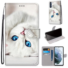 Load image into Gallery viewer, Coloured Drawing Cross Texture Horizontal Flip PU Leather Case with Holder &amp; Card Slots &amp; Wallet &amp; Lanyard, For Samsung Galaxy F62 / M62, For Samsung Galaxy S21 FE