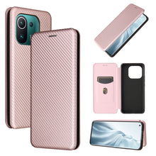 Load image into Gallery viewer, Carbon Fiber Texture Magnetic Horizontal Flip TPU + PC + PU Leather Case with Card Slot, For Xiaomi Mi 11 Ultra, For Xiaomi Mi 11 Pro, For Xiaomi Mi 11 Lite, For Realme C21, For Oppo Find X3 / X3 Pro