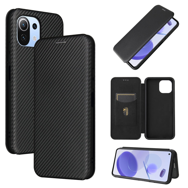 Carbon Fiber Texture Magnetic Horizontal Flip TPU + PC + PU Leather Case with Card Slot, For Xiaomi Mi 11 Ultra, For Xiaomi Mi 11 Pro, For Xiaomi Mi 11 Lite, For Realme C21, For Oppo Find X3 / X3 Pro