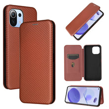Load image into Gallery viewer, Carbon Fiber Texture Magnetic Horizontal Flip TPU + PC + PU Leather Case with Card Slot, For Xiaomi Mi 11 Ultra, For Xiaomi Mi 11 Pro, For Xiaomi Mi 11 Lite, For Realme C21, For Oppo Find X3 / X3 Pro