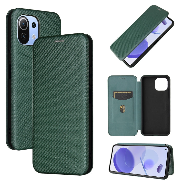 Carbon Fiber Texture Magnetic Horizontal Flip TPU + PC + PU Leather Case with Card Slot, For Xiaomi Mi 11 Ultra, For Xiaomi Mi 11 Pro, For Xiaomi Mi 11 Lite, For Realme C21, For Oppo Find X3 / X3 Pro