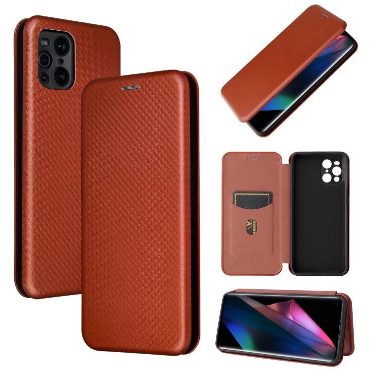 Carbon Fiber Texture Magnetic Horizontal Flip TPU + PC + PU Leather Case with Card Slot, For Xiaomi Mi 11 Ultra, For Xiaomi Mi 11 Pro, For Xiaomi Mi 11 Lite, For Realme C21, For Oppo Find X3 / X3 Pro