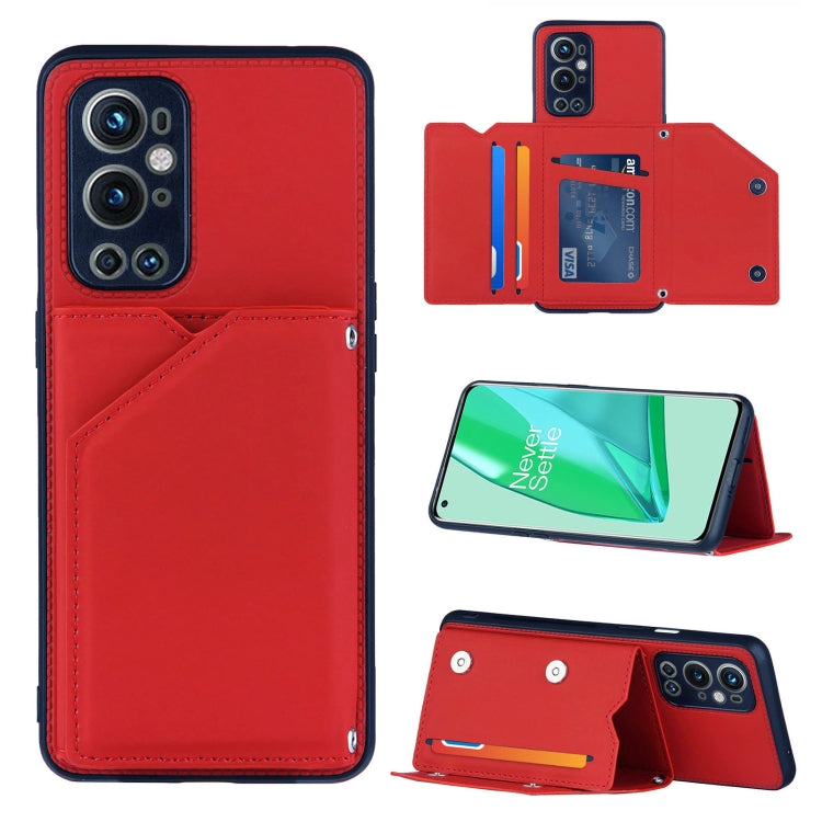 Skin Feel PU + TPU + PC Back Cover Shockproof Case with Card Slots & Holder & Photo Frame, For OnePlus 9 Pro, For Samsung Galaxy A42 5G