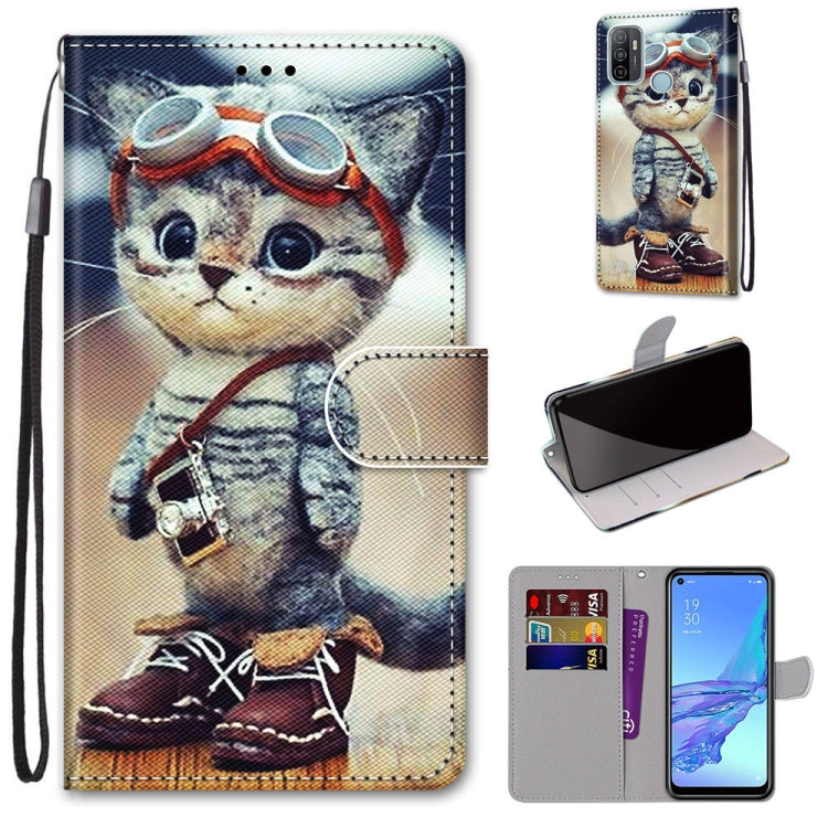 Coloured Drawing Cross Texture Horizontal Flip PU Leather Case with Holder & Card Slots & Wallet & Lanyard, For OPPO A53 4G(2020) / A53s / A32 / A33 (2020), For OPPO F17 Pro / A93 4G / Reno4 Lite / Reno4 F