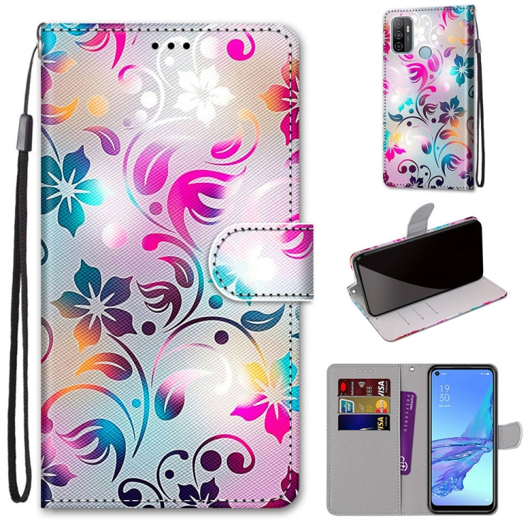 Coloured Drawing Cross Texture Horizontal Flip PU Leather Case with Holder & Card Slots & Wallet & Lanyard, For OPPO A53 4G(2020) / A53s / A32 / A33 (2020), For OPPO F17 Pro / A93 4G / Reno4 Lite / Reno4 F