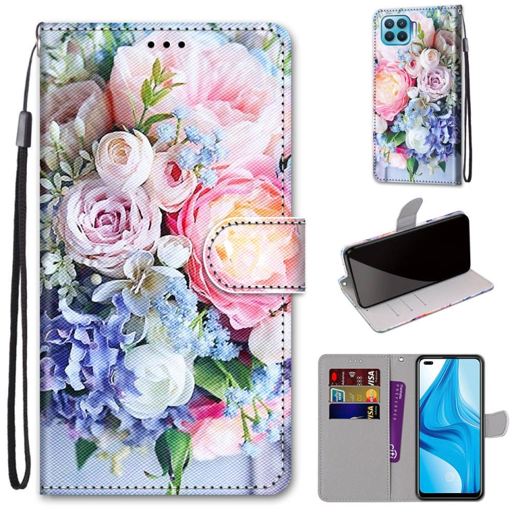Coloured Drawing Cross Texture Horizontal Flip PU Leather Case with Holder & Card Slots & Wallet & Lanyard, For OPPO A53 4G(2020) / A53s / A32 / A33 (2020), For OPPO F17 Pro / A93 4G / Reno4 Lite / Reno4 F