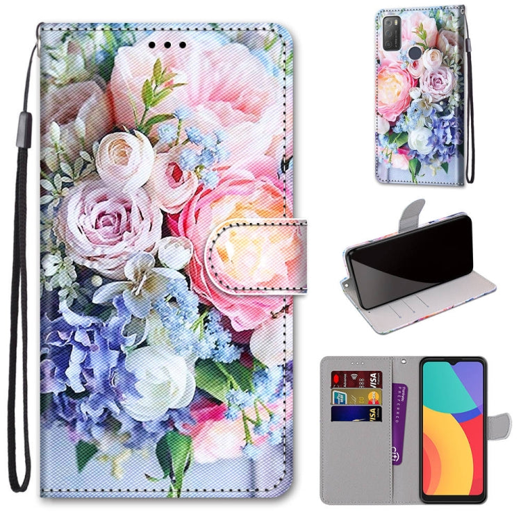 Coloured Drawing Cross Texture Horizontal Flip PU Leather Case with Holder & Card Slots & Wallet & Lanyard, For Alcatel 3L 2021, For Xiaomi Redmi K40 / K40 Pro / K40 Pro+