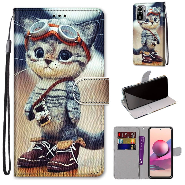 Coloured Drawing Cross Texture Horizontal Flip PU Leather Case with Holder & Card Slots & Wallet & Lanyard, For Xiaomi Redmi Note 10 4G / Note 10S, For Xiaomi Redmi Note 10 5G