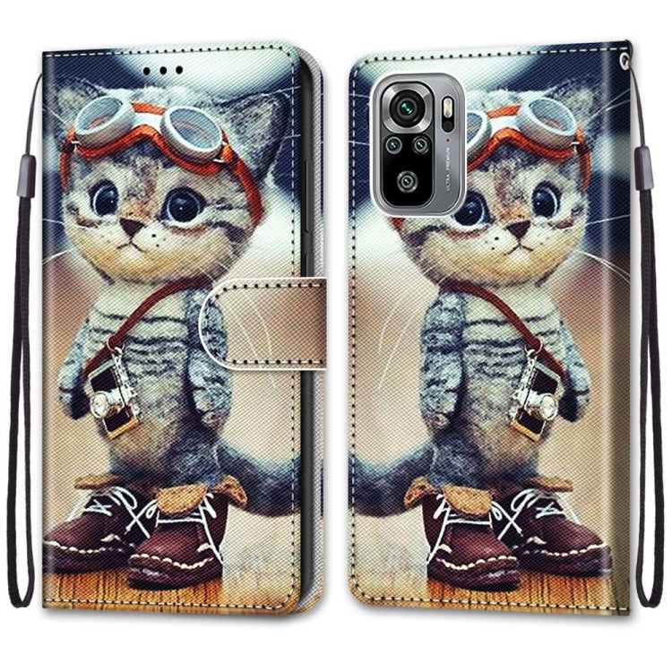 Coloured Drawing Cross Texture Horizontal Flip PU Leather Case with Holder & Card Slots & Wallet & Lanyard, For Xiaomi Redmi Note 10 4G / Note 10S, For Xiaomi Redmi Note 10 5G