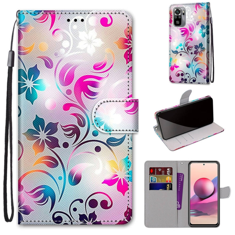 Coloured Drawing Cross Texture Horizontal Flip PU Leather Case with Holder & Card Slots & Wallet & Lanyard, For Xiaomi Redmi Note 10 4G / Note 10S, For Xiaomi Redmi Note 10 5G