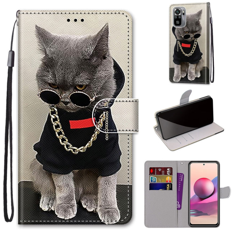 Coloured Drawing Cross Texture Horizontal Flip PU Leather Case with Holder & Card Slots & Wallet & Lanyard, For Xiaomi Redmi Note 10 4G / Note 10S, For Xiaomi Redmi Note 10 5G