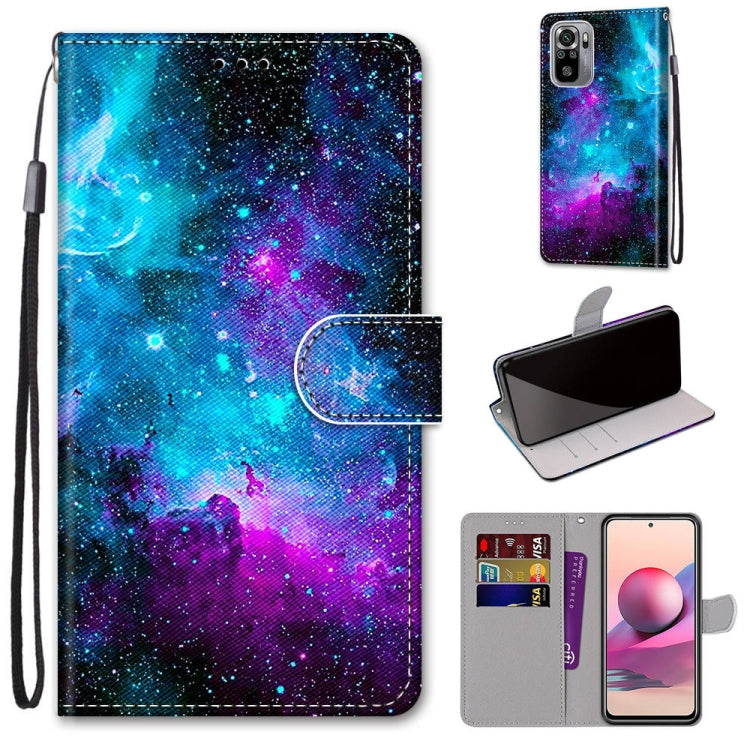 Coloured Drawing Cross Texture Horizontal Flip PU Leather Case with Holder & Card Slots & Wallet & Lanyard, For Xiaomi Redmi Note 10 4G / Note 10S, For Xiaomi Redmi Note 10 5G