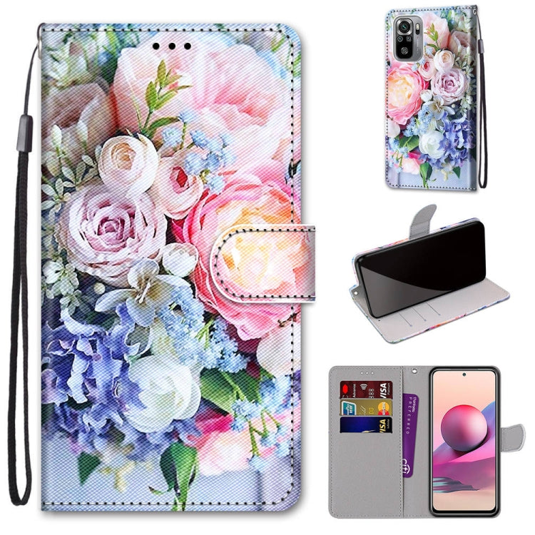 Coloured Drawing Cross Texture Horizontal Flip PU Leather Case with Holder & Card Slots & Wallet & Lanyard, For Xiaomi Redmi Note 10 4G / Note 10S, For Xiaomi Redmi Note 10 5G