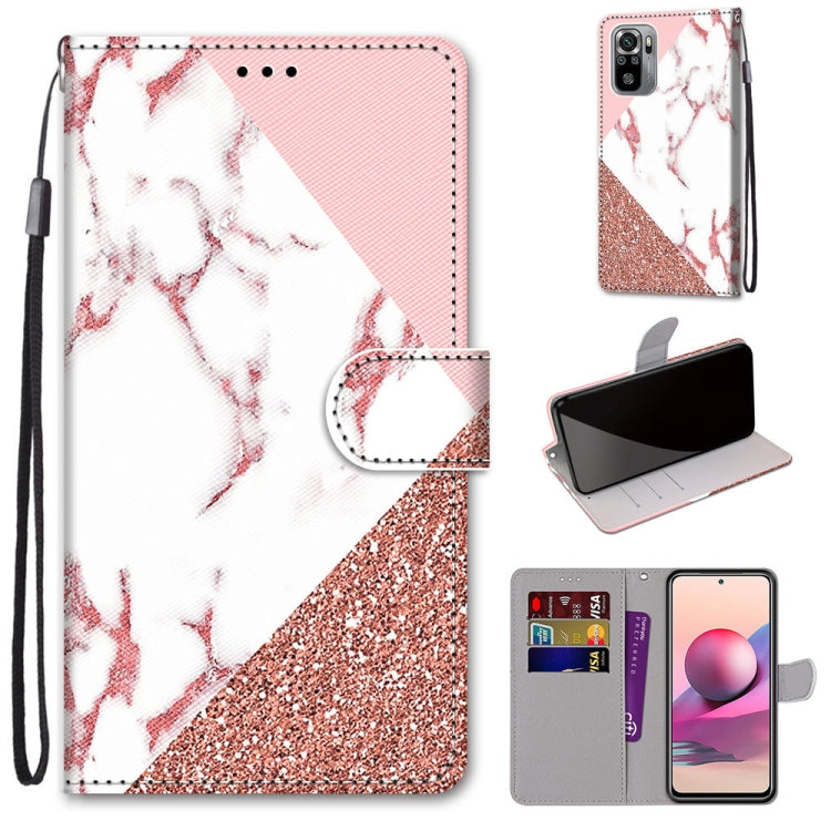 Coloured Drawing Cross Texture Horizontal Flip PU Leather Case with Holder & Card Slots & Wallet & Lanyard, For Xiaomi Redmi Note 10 4G / Note 10S, For Xiaomi Redmi Note 10 5G