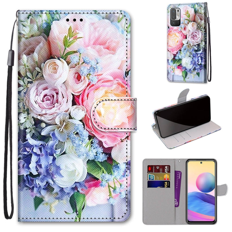 Coloured Drawing Cross Texture Horizontal Flip PU Leather Case with Holder & Card Slots & Wallet & Lanyard, For Xiaomi Redmi Note 10 4G / Note 10S, For Xiaomi Redmi Note 10 5G