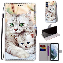 Load image into Gallery viewer, Coloured Drawing Cross Texture Horizontal Flip PU Leather Case with Holder &amp; Card Slots &amp; Wallet &amp; Lanyard, For Samsung Galaxy F62 / M62, For Samsung Galaxy S21 FE