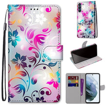 Load image into Gallery viewer, Coloured Drawing Cross Texture Horizontal Flip PU Leather Case with Holder &amp; Card Slots &amp; Wallet &amp; Lanyard, For Samsung Galaxy F62 / M62, For Samsung Galaxy S21 FE
