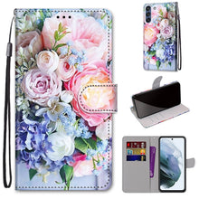 Load image into Gallery viewer, Coloured Drawing Cross Texture Horizontal Flip PU Leather Case with Holder &amp; Card Slots &amp; Wallet &amp; Lanyard, For Samsung Galaxy F62 / M62, For Samsung Galaxy S21 FE