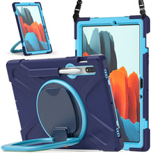 Load image into Gallery viewer, Silicone + PC Protective Case with Holder &amp; Shoulder Strap, For Samsung Galaxy Tab S8 / Galaxy Tab S7 T870 / T875, For Samsung Galaxy Tab A7 10.4 (2020) T500 / T505, For iPad 9.7 inch (2018/2017), For Samsung Galaxy Tab A 8.0 (2019) T290 / T295