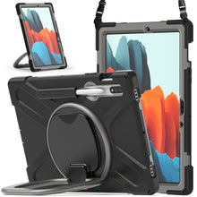 Load image into Gallery viewer, Silicone + PC Protective Case with Holder &amp; Shoulder Strap, For Samsung Galaxy Tab S8 / Galaxy Tab S7 T870 / T875, For Samsung Galaxy Tab A7 10.4 (2020) T500 / T505, For iPad 9.7 inch (2018/2017), For Samsung Galaxy Tab A 8.0 (2019) T290 / T295