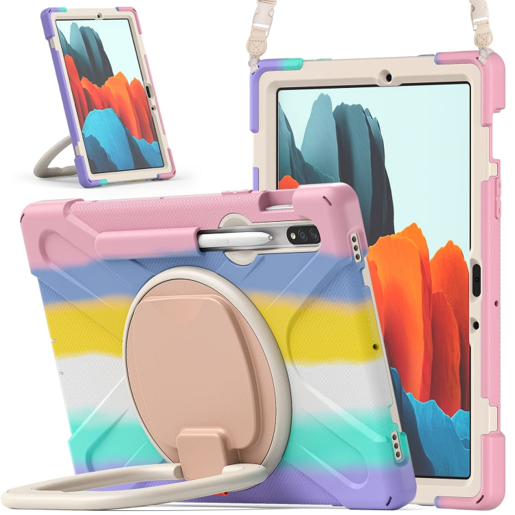 Silicone + PC Protective Case with Holder & Shoulder Strap, For Samsung Galaxy Tab S8 / Galaxy Tab S7 T870 / T875, For Samsung Galaxy Tab A7 10.4 (2020) T500 / T505, For iPad 9.7 inch (2018/2017), For Samsung Galaxy Tab A 8.0 (2019) T290 / T295